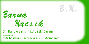 barna macsik business card